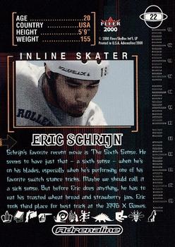 2000 Fleer Adrenaline #22 Eric Schrijn Back